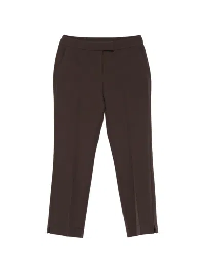 Imperial Pressed-crease Side-slit Trousers In Brown