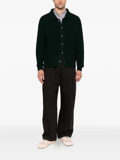 Imperial Ribbed Button-up Cardigan In Green