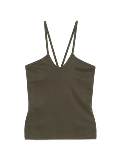 Imperial Ribbed-knit Racerback Top In Green