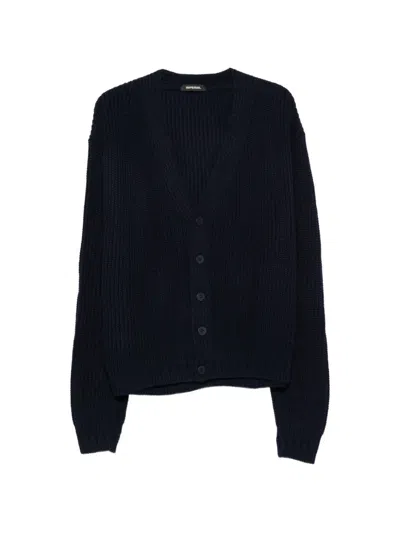 Imperial Ribbed-knit V-neck Cardigan In Blue
