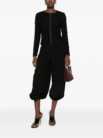 Imperial Ruched Hook-and-eye Jacket In Black