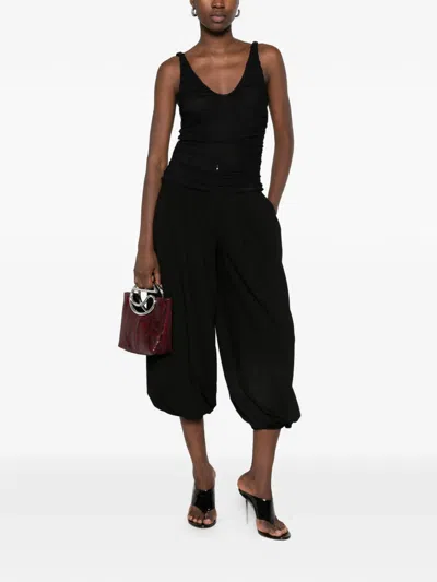 Imperial Ruched Semi-sheer Top In Black