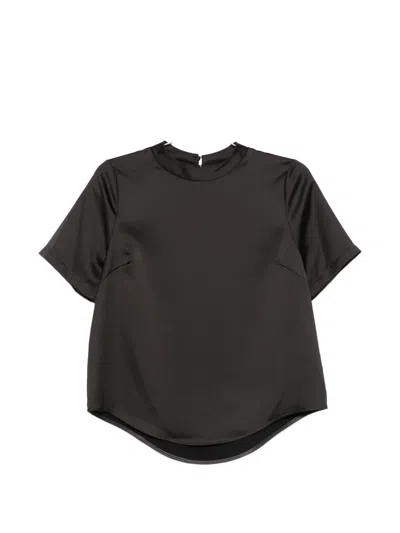 Imperial Satin-finish Short-sleeve Top In Brown