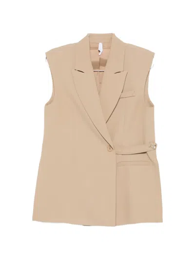 Imperial Sleeveless Notched-lapels Jacket In Neutral