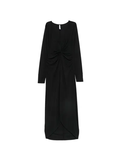 Imperial Twist-detail V-neck Midi Dress In Black