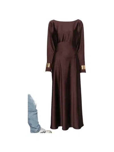 Imperial V-back Maxi Dress In Brown