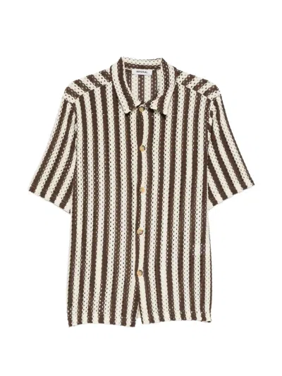 Imperial Vertical-stripe Open-knit Shirt In Multi