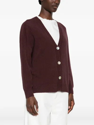 Imperial V-neck Button-down Cardigan In Brown