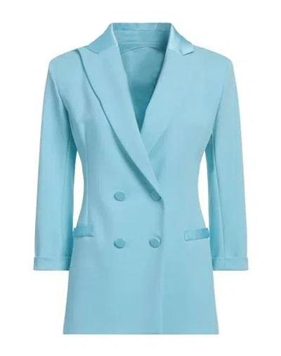 Imperial Woman Blazer Sky Blue Size M Polyester, Elastane