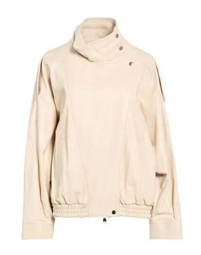 Imperial Woman Jacket Cream Size S Leather In Neutral