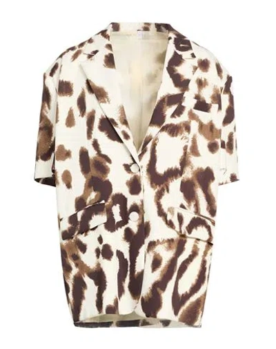 Imperial Woman Jacket Ivory Size S Polyester, Elastane In Animal Print