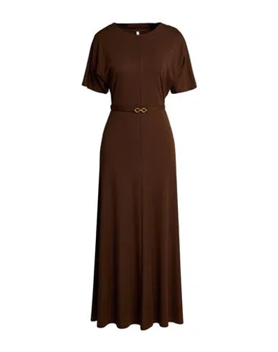 Imperial Woman Maxi Dress Brown Size Xs Viscose, Polyamide, Elastane
