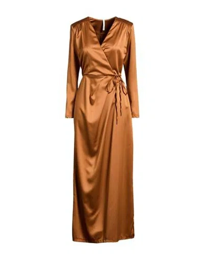 Imperial Woman Maxi Dress Camel Size M Polyester In Brown