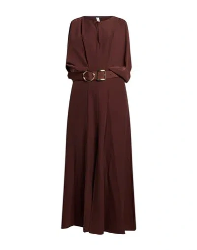 Imperial Woman Maxi Dress Dark Brown Size Xs Polyester, Elastane In Multi
