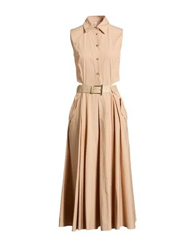 Imperial Woman Maxi Dress Sand Size Xs Cotton In Neutral