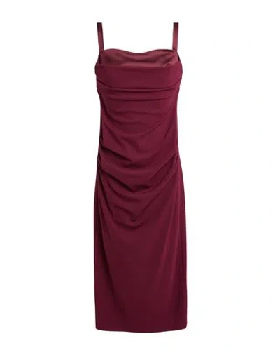 Imperial Woman Midi Dress Burgundy Size L Polyester, Elastane