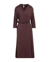 IMPERIAL IMPERIAL WOMAN MIDI DRESS COCOA SIZE M POLYESTER, VISCOSE, ELASTANE