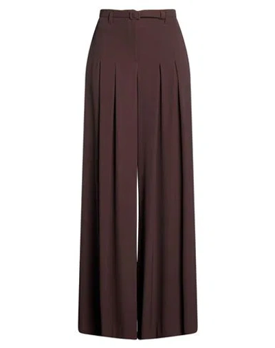 Imperial Woman Pants Dark Brown Size L Polyester, Elastane
