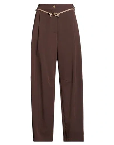 Imperial Woman Pants Dark Brown Size M Polyester, Viscose, Elastane