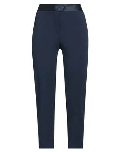 Imperial Woman Pants Navy Size S Polyester, Elastane In Navy