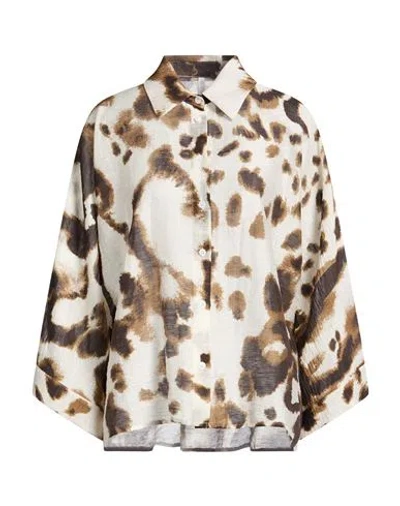 Imperial Woman Shirt Dark Brown Size S Viscose, Polyamide, Linen In Multi