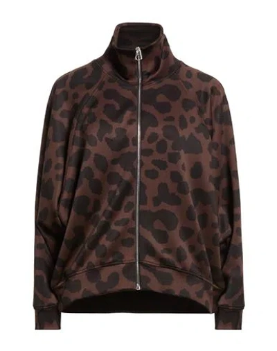 Imperial Woman Sweatshirt Dark Brown Size Xs Viscose, Polyester, Elastane In Animal Print