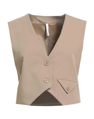Imperial Woman Tailored Vest Camel Size L Polyester, Viscose, Elastane In Neutral