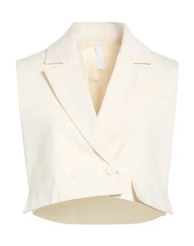 Imperial Woman Tailored Vest Ivory Size S Cotton, Elastane In White