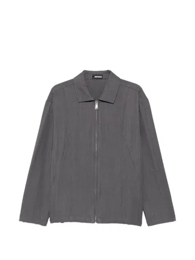 Imperial Zip-up Elasticated-hem Shirt Jacket In Gray