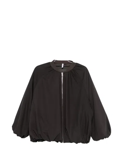 Imperial Zip-up Puffed-sleeve Jacket In Black