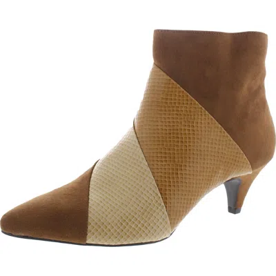 Impo Ebonie Womens Colorblock Pointed Toe Ankle Boots In Brown