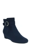 Impo Women's Gandan Medium And Wide Width Wedge Bootie With Memory Foam Women's Shoes In Midnight Blue