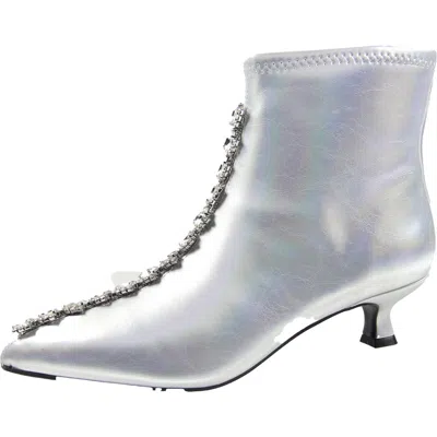 Impo Garda Bling Womens Zipper Faux Suede Ankle Boots In Silver