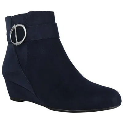 Impo Garwin Womens Faux Suede Wedge Ankle Boots In Midnight Blue