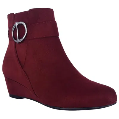 Impo Garwin Womens Faux Suede Wedge Ankle Boots In Red