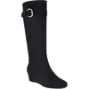 Impo Gelsey Womens Faux Suede Zipper Knee-high Boots In Black