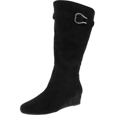 Impo Gelsey Womens Faux Suede Zipper Knee-high Boots In Black