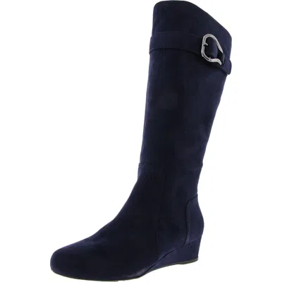 Impo Gelsey Womens Faux Suede Zipper Knee-high Boots In Blue