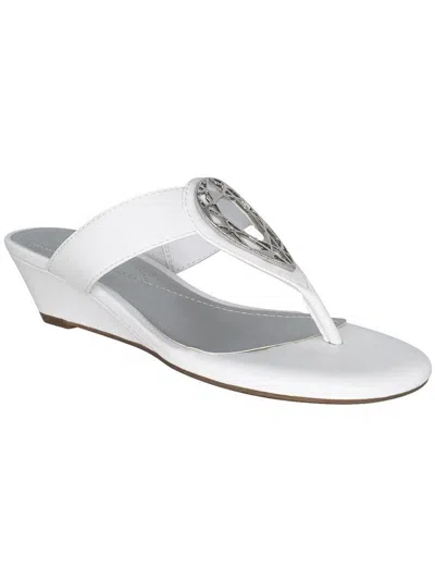 Impo Guiness Womens Faux Leather Slip On Thong Sandals In White