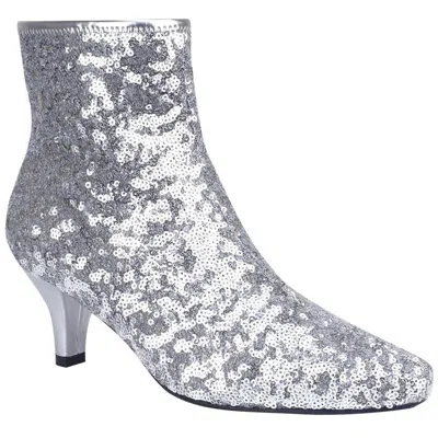 Impo Naja Sequin Womens Sequined Zip Up Ankle Boots In Silver
