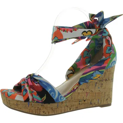 Impo Olemah Womens Ankle Tie Floral Print Wedge Sandals In Multi
