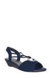 Impo Rita Womens Cushioned Footbed Faux Leather Wedge Sandals In Midnight Blue