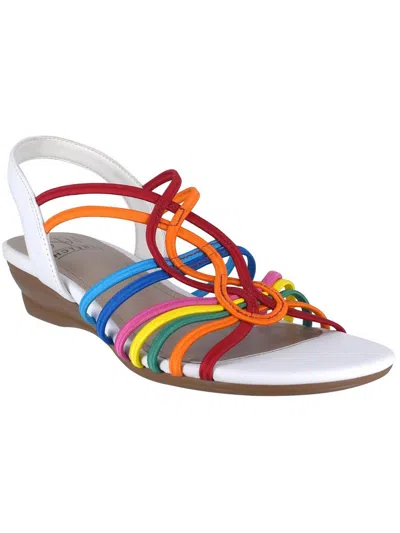 Impo Rammy Womens Faux Leather Caged Wedge Sandals In Multi