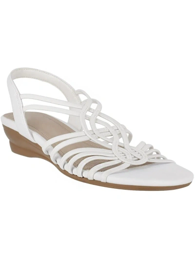 Impo Rammy Womens Faux Leather Caged Wedge Sandals In White