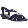 Impo Rita Womens Cushioned Footbed Faux Leather Wedge Sandals In Blue