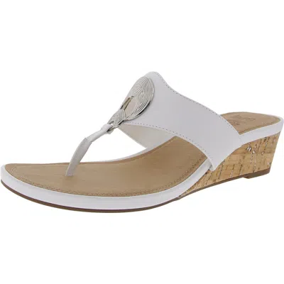 Impo Rocco Womens Faux Leather Thong Wedge Sandals