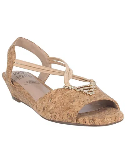 Impo Rodlyn Womens Slingback Open To Wedge Sandals In Beige