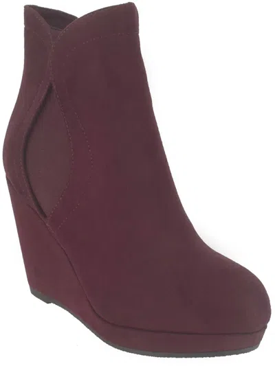 Impo Tadich Womens Ankle Faux Suede Wedge Boots In Pink