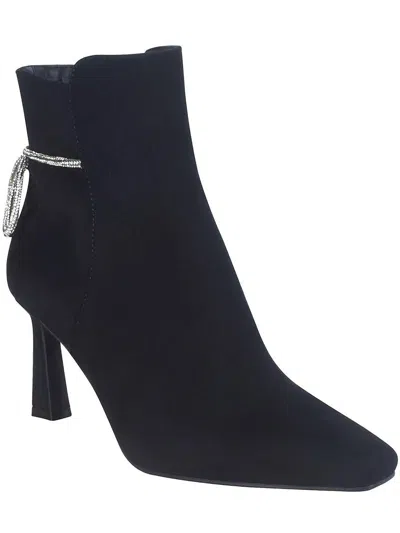 Impo Vangie Womens Faux Suede Embellished Ankle Boots In Black
