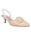 Impo Women's Elodie Slingback Buckle Kitten Heel Pumps In White,natural